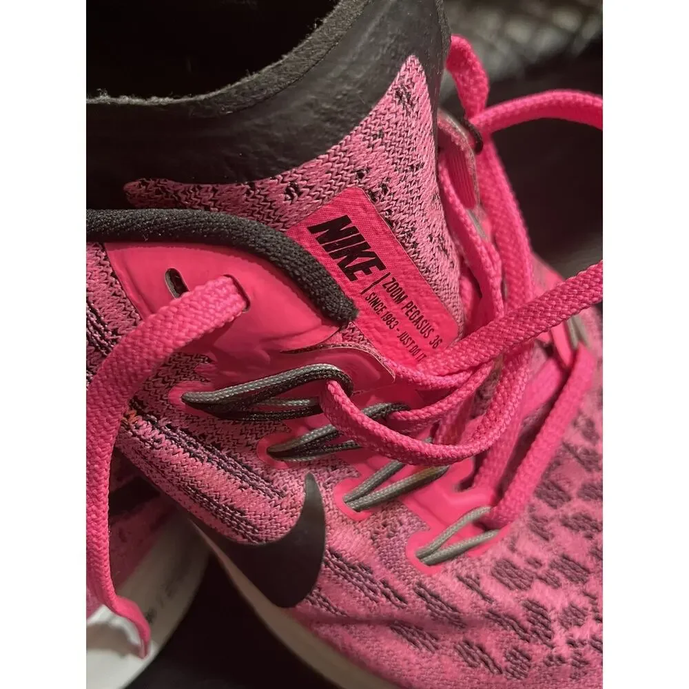 NEW!! Nike Kid's Air Zoom Pegasus 36 GS Pink Blast/Black-Vast Grey Shoes size 7Y